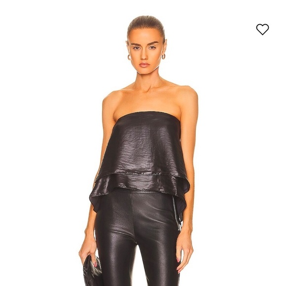 NWT RtA Eliana Strapless Top Shiny Black 4 - Picture 2 of 8